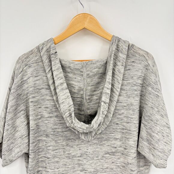ATHLETA Oversized Short Sleeve Hooded Grey Pullover, Sz XS, Side Slits Cover Up - Picture 7 of 11